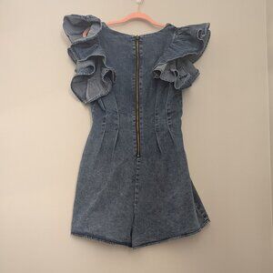 Denim Ruffle Sleeve Jumpsuit